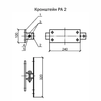 Кронштейн РА 2 для узлов крепления укосов для ЛЭП