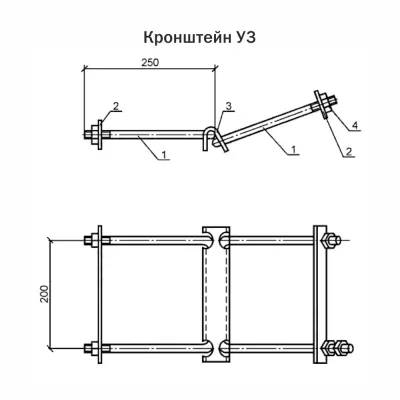 Кронштейн У3 для узлов крепления укосов для ЛЭП